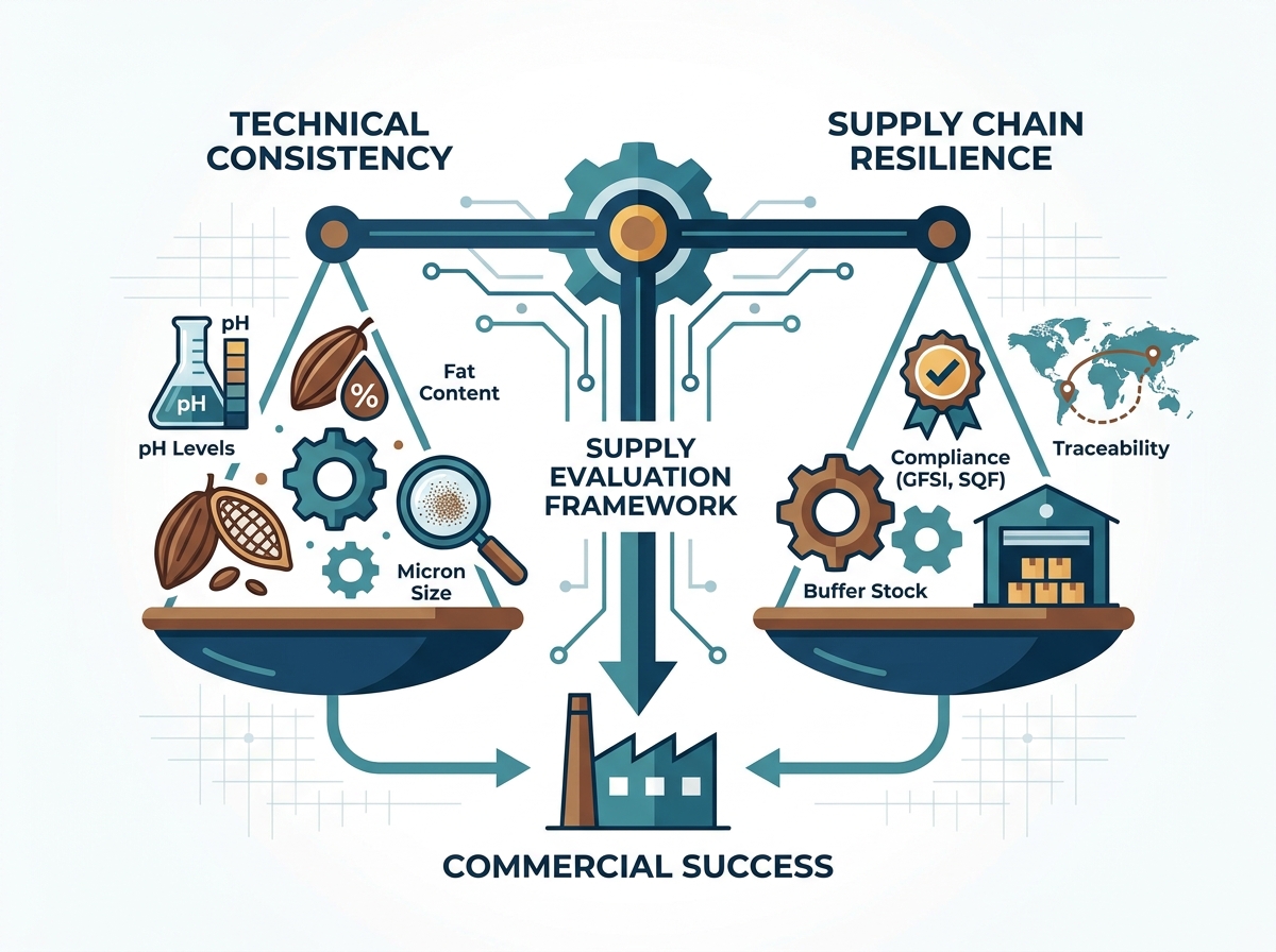 Bulk cocoa powder processing and commercial manufacturing facility